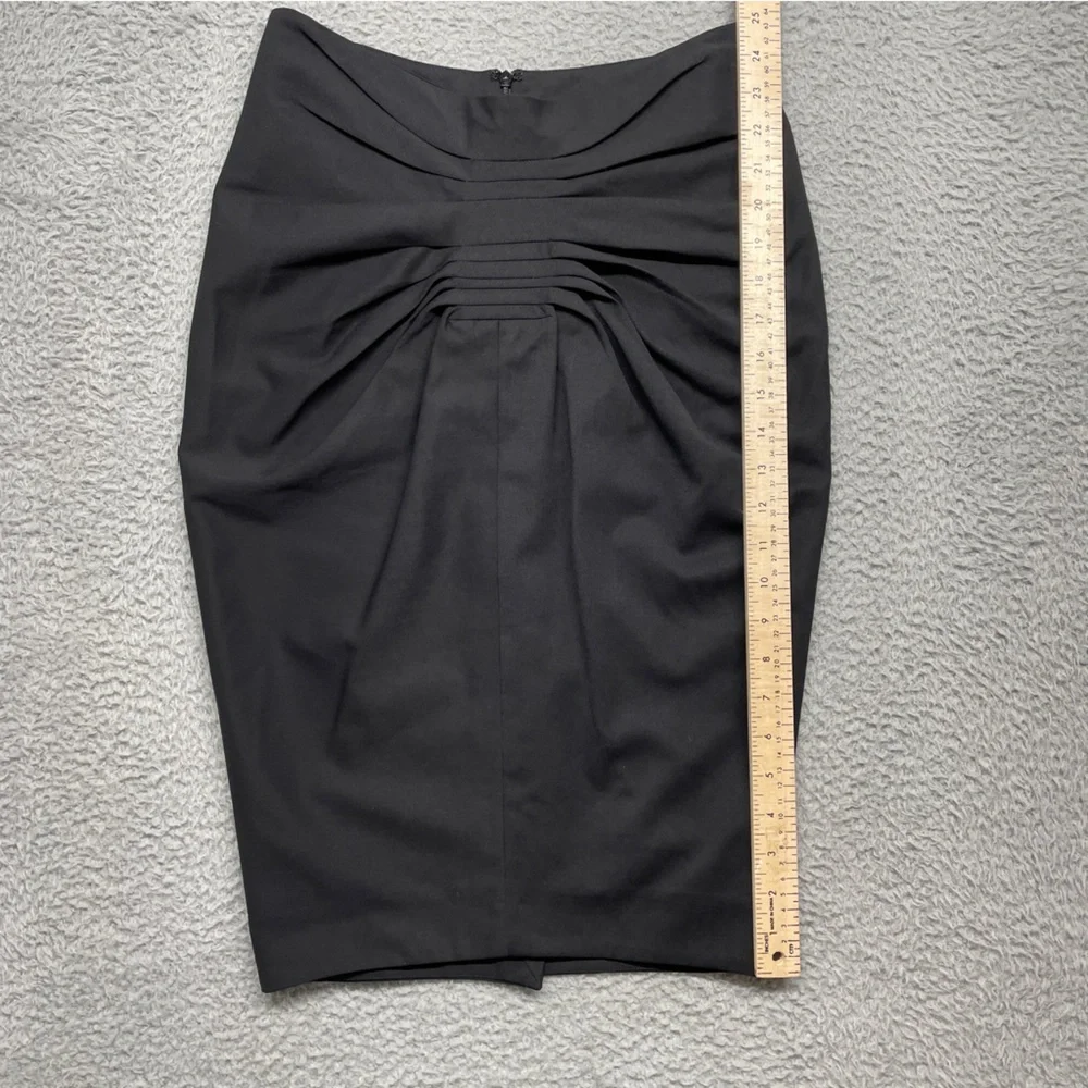 Maurizio Pecoraro Pencil Skirt Womens 6 Black Midi Pleated Wool Blend Italy
